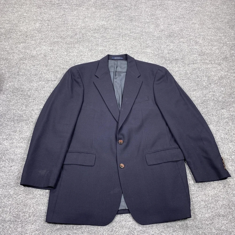 Ralph Lauren Blazer Mens 42 Blue Wool Classic 2-Piece Single-Breasted Lined